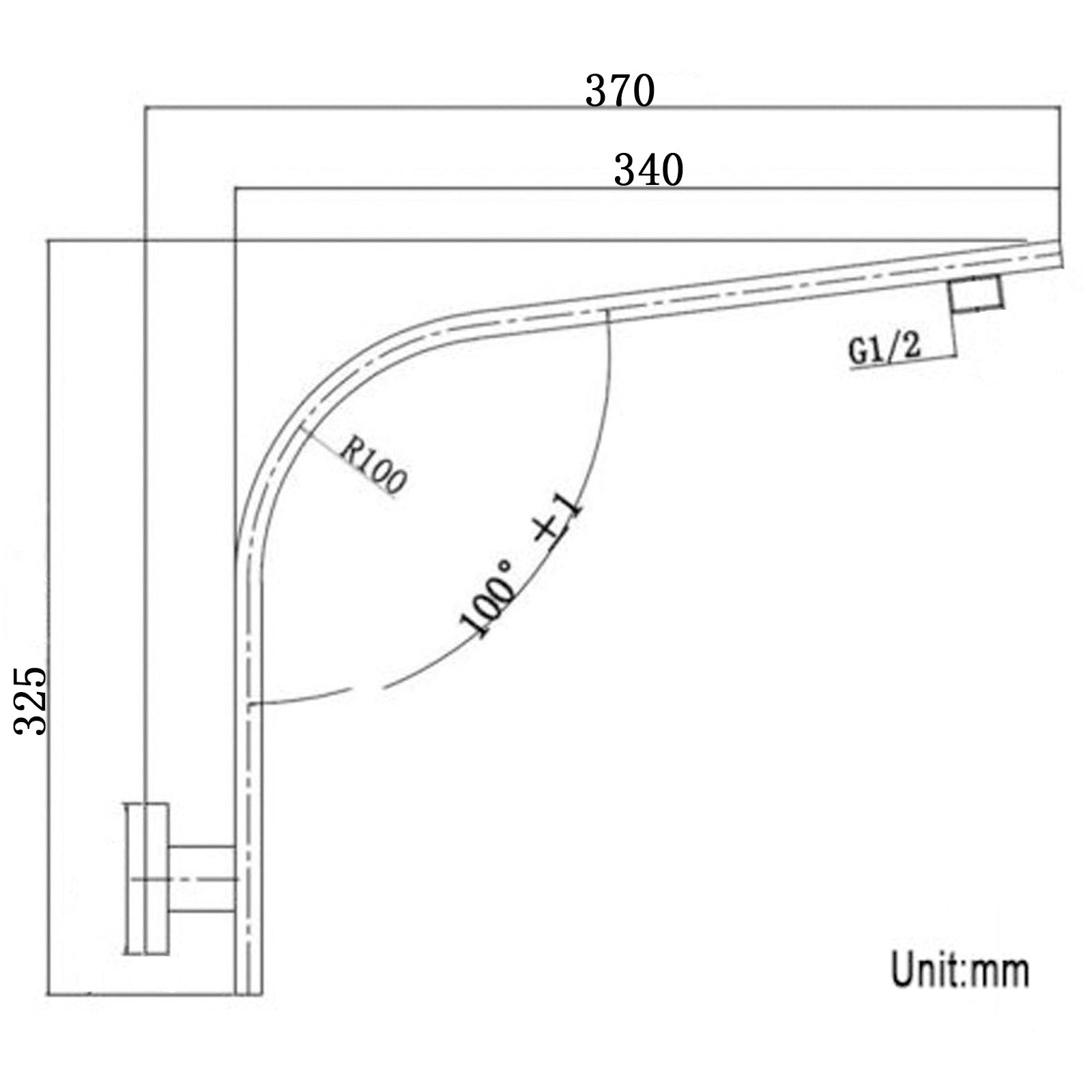 AQUAPERLA WALL SHOWER ARM 325MM MATTE BLACK