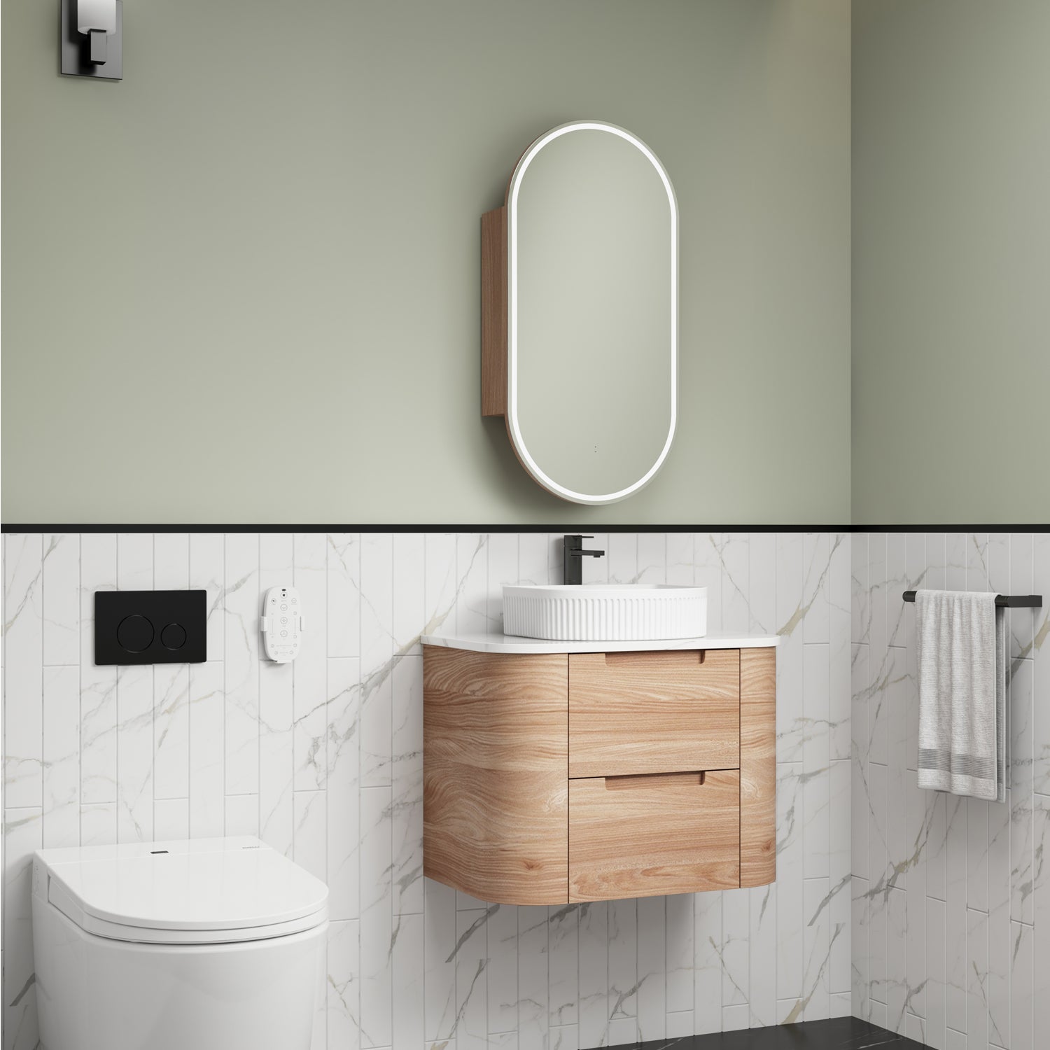 AULIC BRIONY REAL TIMBER 750MM SINGLE BOWL WALL HUNG VANITY