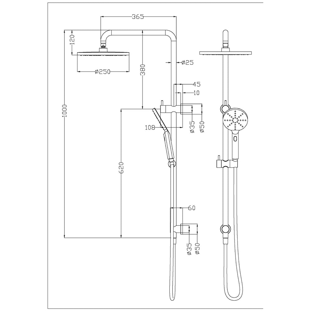 IKON OTUS MULTI-FUNCTION SHOWER SET 250MM BRUSHED STAINLESS STEEL