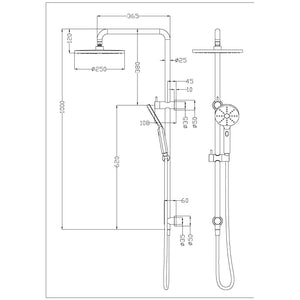 IKON OTUS MULTI-FUNCTION SHOWER SET 250MM BRUSHED STAINLESS STEEL