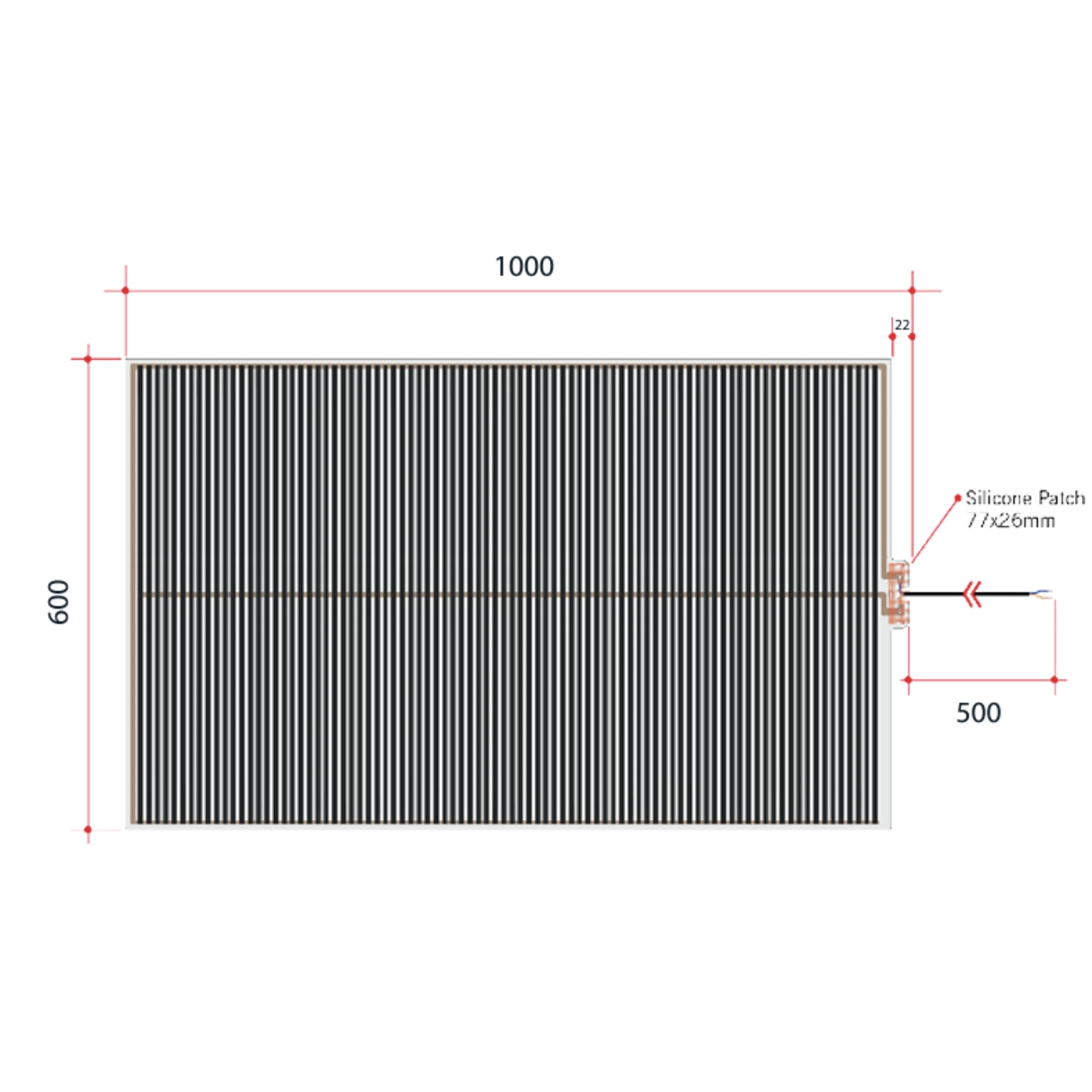 THERMOGROUP ABLAZE RECTANGLE SANDBLASTED BORDER WITH DEMISTER 900X1500MM