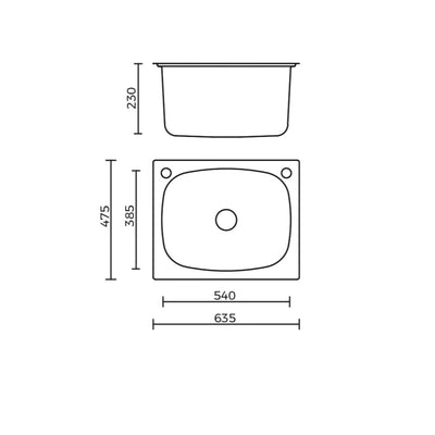 EVERHARD CLASSIC 45L UTILITY LAUNDRY SINK STAINLESS STEEL 635MM