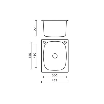 EVERHARD CLASSIC 35L SLIM UTILITY LAUNDRY SINK STAINLESS STEEL 455MM
