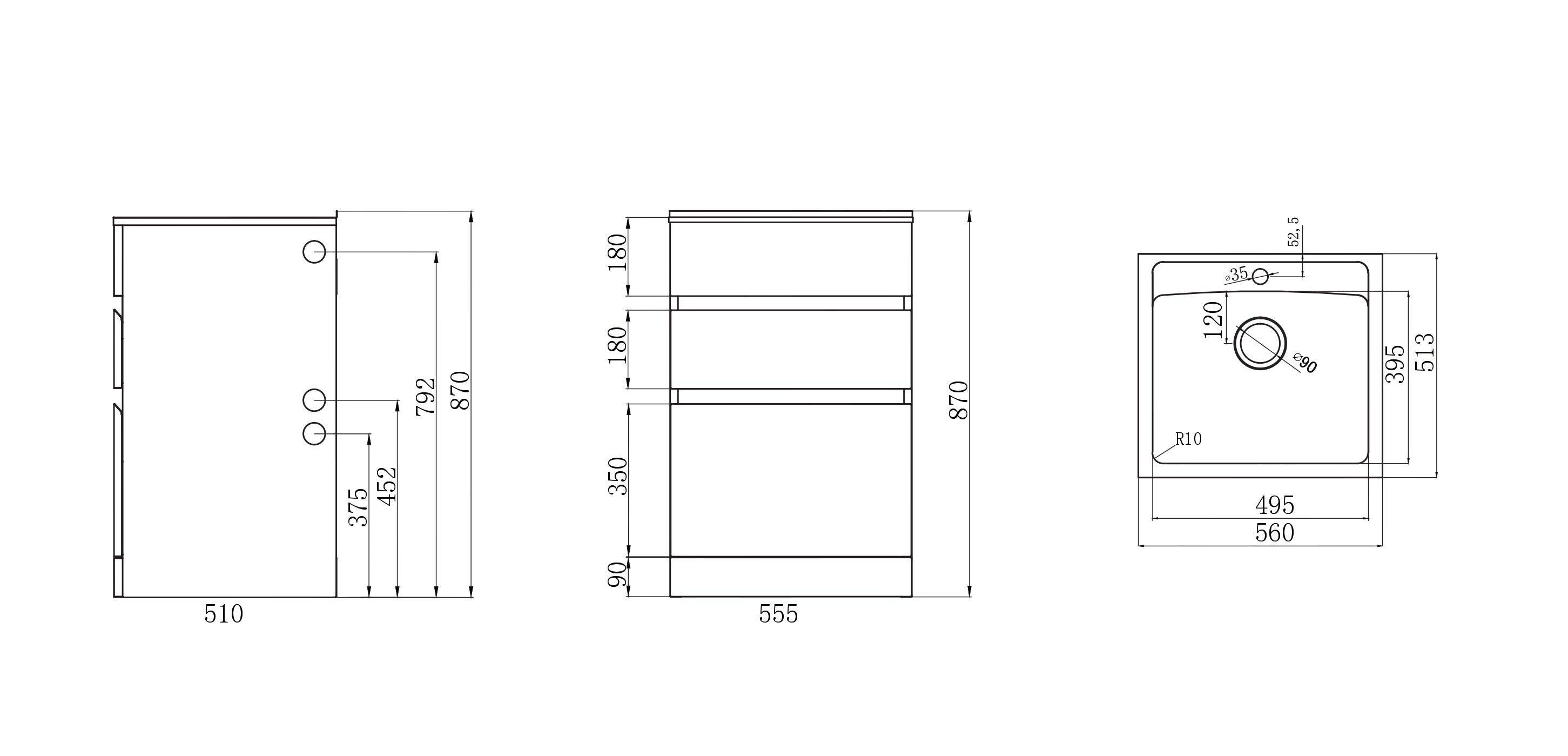 EVERHARD EXCELLENCE 45L DRAWER SYSTEM LAUNDRY UNIT 555MM MATTE BLACK