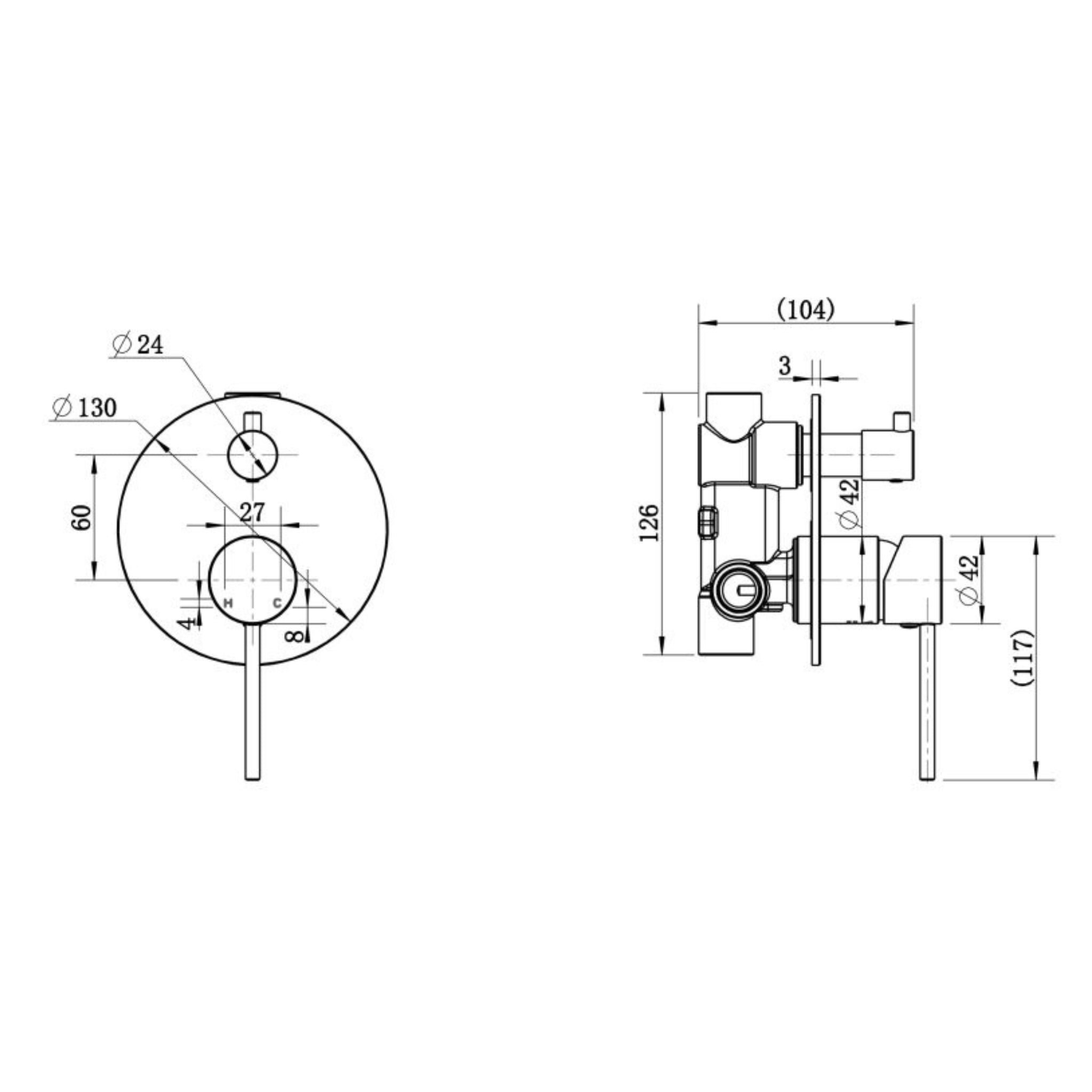 MODERN NATIONAL STAR MINI SHOWER DIVERTER MIXER 130MM GUN METAL