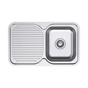 EVERHARD CLASSIC STANDARD SINGLE BOWL & DRAINER KITCHEN SINK STAINLESS STEEL 780MM