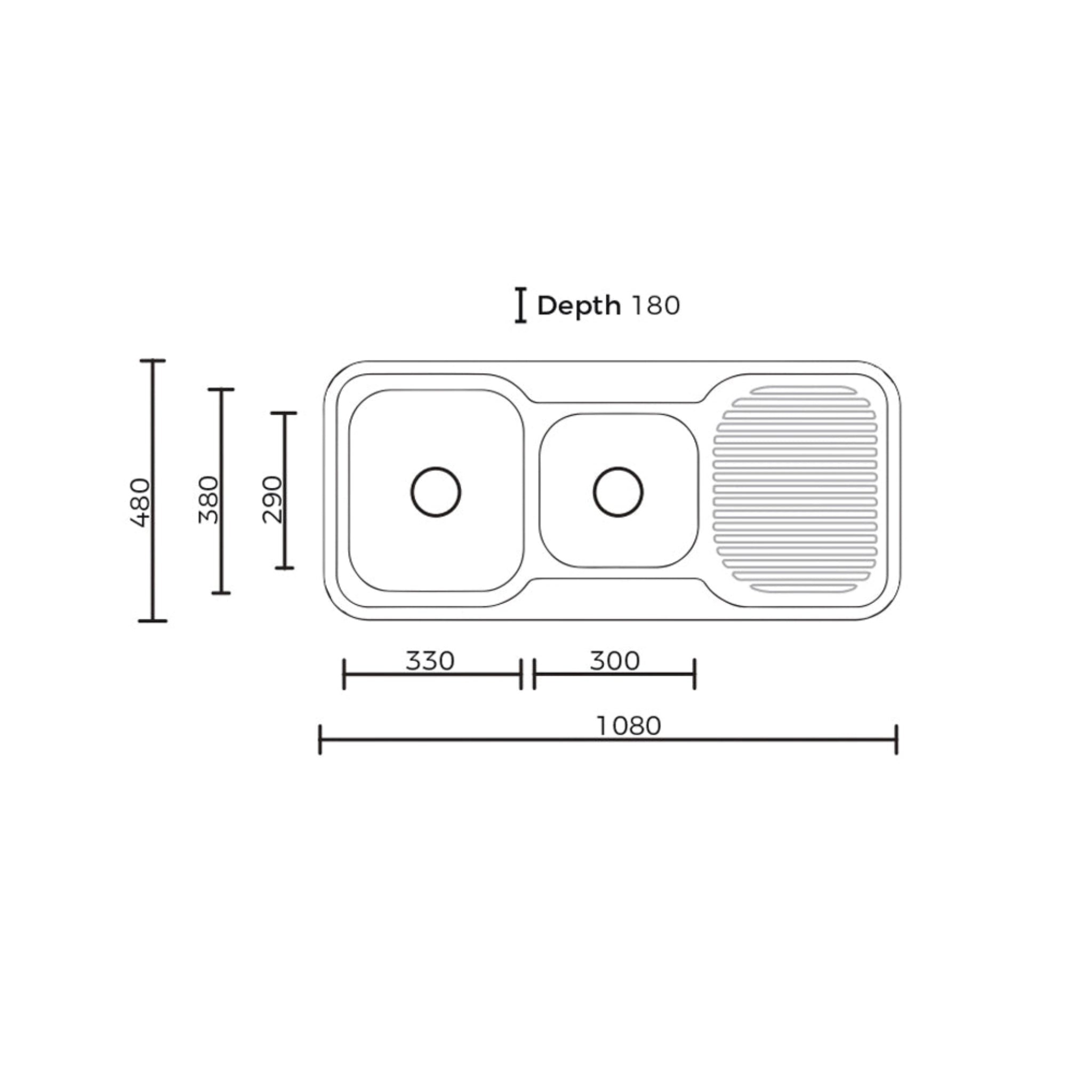 EVERHARD CLASSIC STANDARD 1.75 BOWL & DRAINER KITCHEN SINK STAINLESS STEEL 1080MM