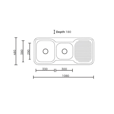 EVERHARD CLASSIC STANDARD 1.75 BOWL & DRAINER KITCHEN SINK STAINLESS STEEL 1080MM