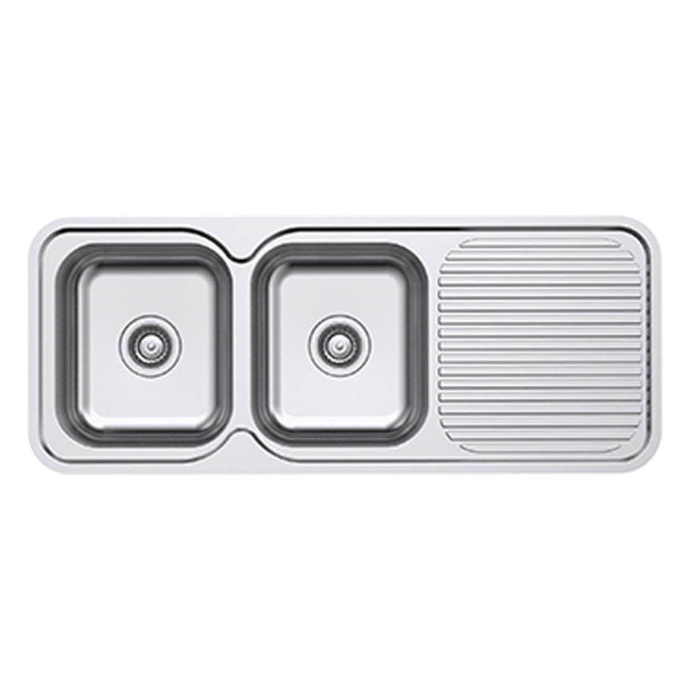 EVERHARD CLASSIC STANDARD 2 BOWL & DRAINER KITCHEN SINK STAINLESS STEEL 1180MM