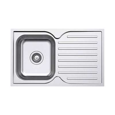 EVERHARD CLASSIC SQUARE SINGLE BOWL & DRAINER KITCHEN SINK STAINLESS STEEL 780MM