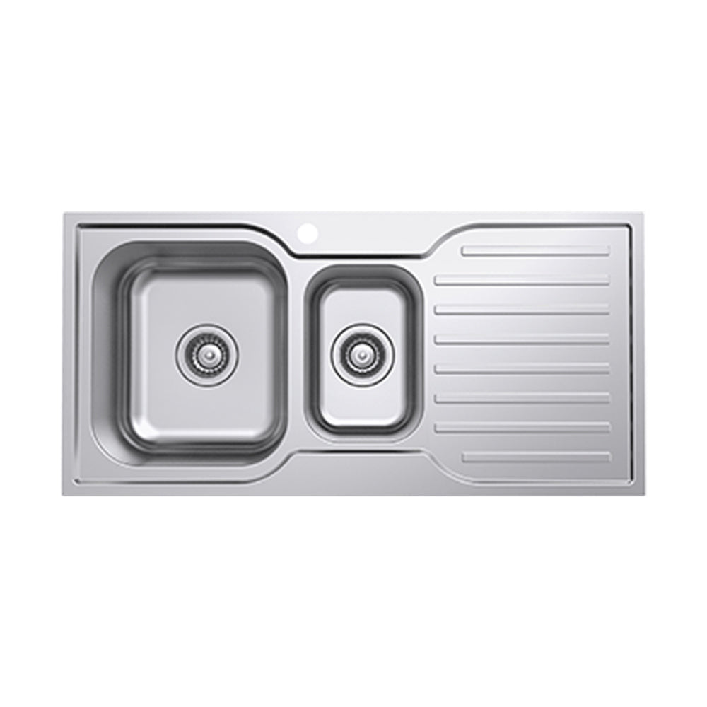 EVERHARD CLASSIC SQUARE 1.5 BOWL & DRAINER KITCHEN SINK STAINLESS STEEL 980MM