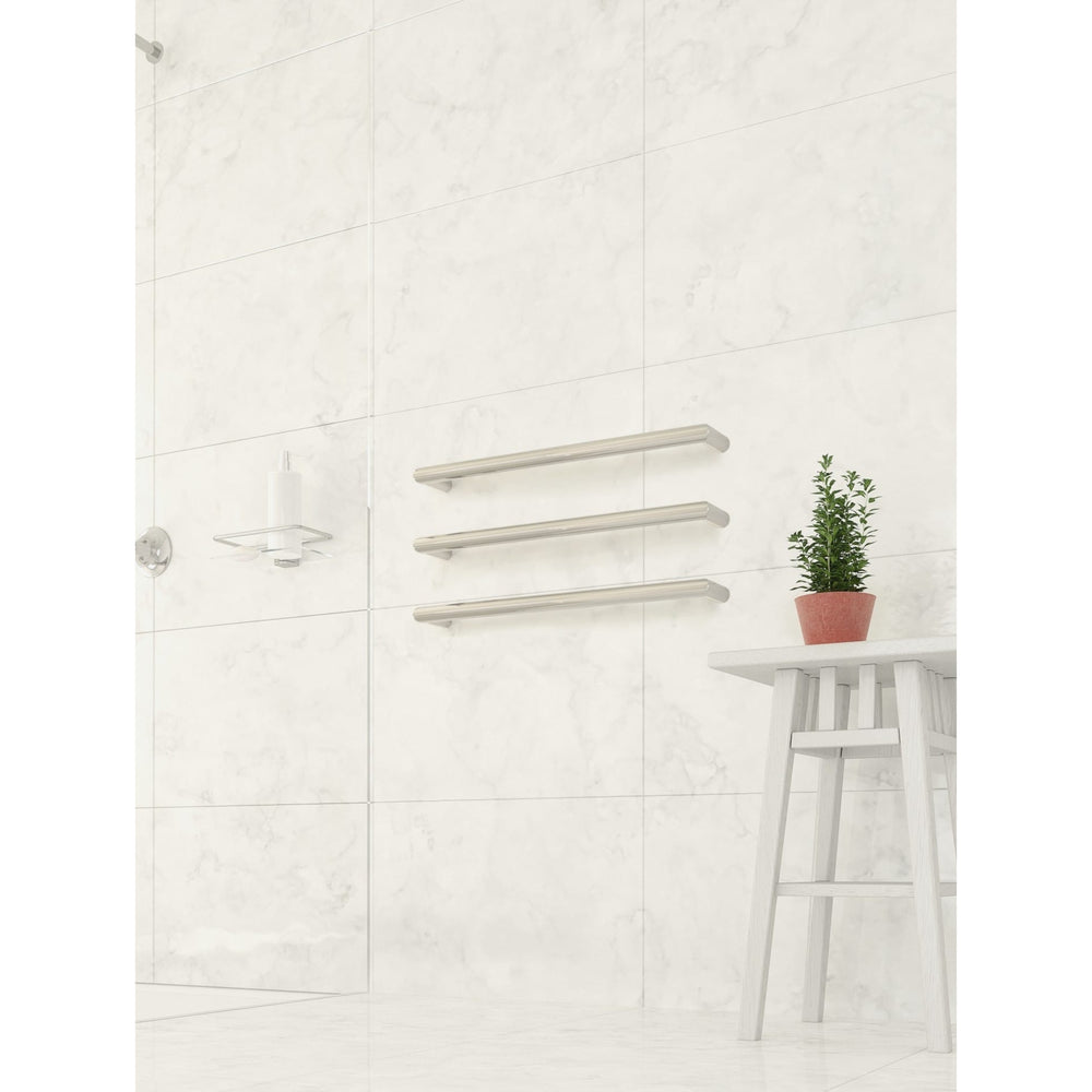 THERMOGROUP ROUND SINGLE BAR HEATED TOWEL RAIL 632MM POLISHED STAINLESS STEEL