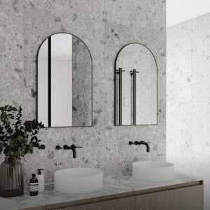 THERMOGROUP ABLAZE ARCH BLACK FRAMED MIRROR WITH DEMISTER 500X800MM