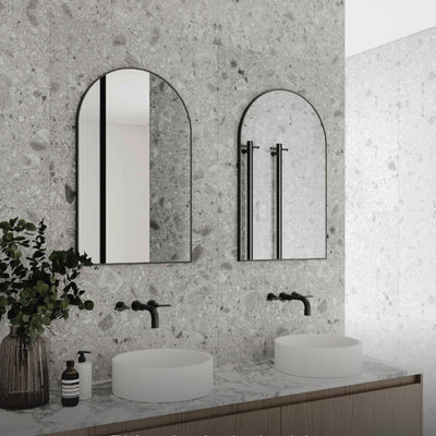 THERMOGROUP ABLAZE ARCH BLACK FRAMED MIRROR WITH DEMISTER 500X800MM