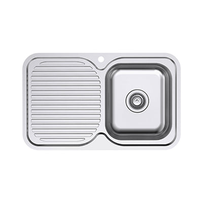 EVERHARD CLASSIC STANDARD SINGLE BOWL & DRAINER KITCHEN SINK STAINLESS STEEL 780MM