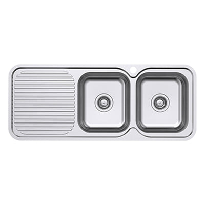 EVERHARD CLASSIC STANDARD 2 BOWL & DRAINER KITCHEN SINK STAINLESS STEEL 1180MM