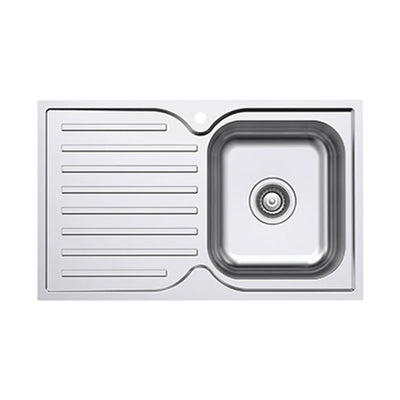 EVERHARD CLASSIC SQUARE SINGLE BOWL & DRAINER KITCHEN SINK STAINLESS STEEL 780MM