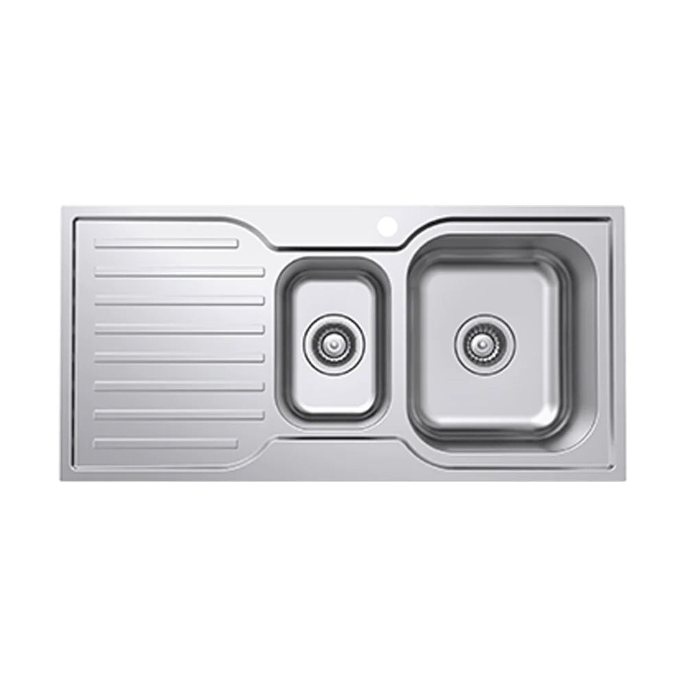 EVERHARD CLASSIC SQUARE 1.5 BOWL & DRAINER KITCHEN SINK STAINLESS STEEL 980MM