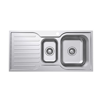 EVERHARD CLASSIC SQUARE 1.5 BOWL & DRAINER KITCHEN SINK STAINLESS STEEL 980MM