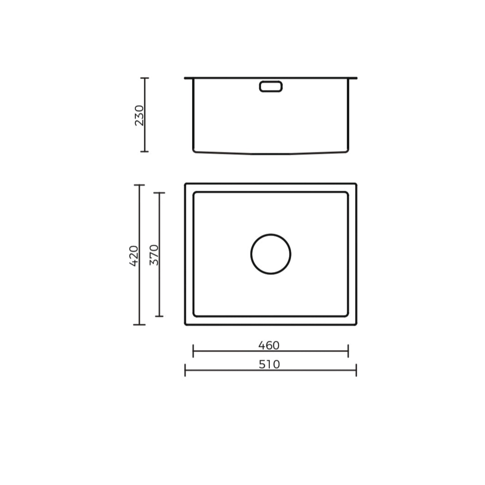 EVERHARD EXCELLENCE SQUARELINE 32L UTILITY LAUNDRY SINK STAINLESS STEEL 510MM