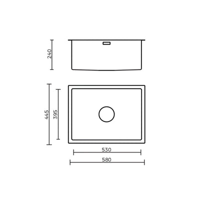 EVERHARD EXCELLENCE SQUARELINE 42L UTILITY LAUNDRY SINK STAINLESS STEEL 580MM