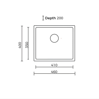 EVERHARD EXCELLENCE SQUARELINE SINGLE BOWL KITCHEN SINK STAINLESS STEEL 460MM