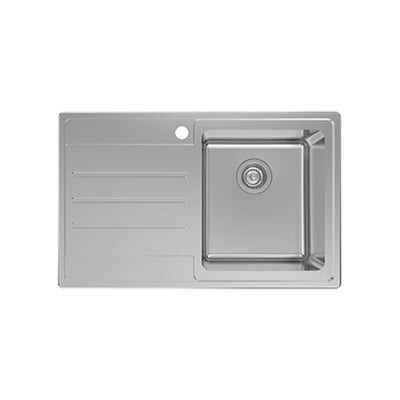 EVERHARD NUGLEAM EDGE SINGLE BOWL & DRAINER KITCHEN SINK STAINLESS STEEL 800MM