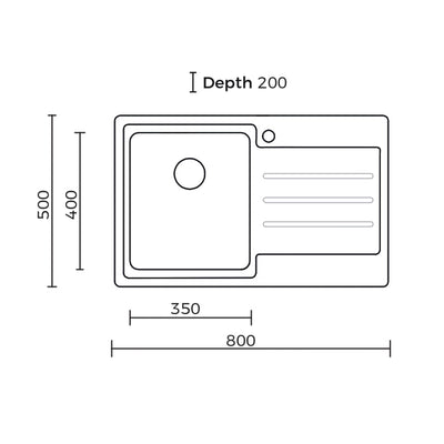 EVERHARD NUGLEAM EDGE SINGLE BOWL & DRAINER KITCHEN SINK STAINLESS STEEL 800MM