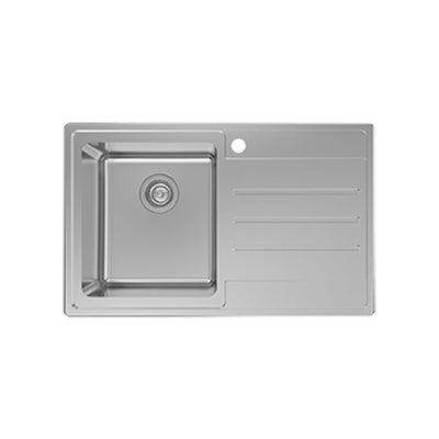 EVERHARD NUGLEAM EDGE SINGLE BOWL & DRAINER KITCHEN SINK STAINLESS STEEL 800MM