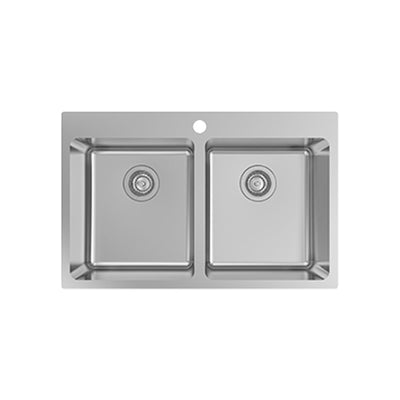 EVERHARD NUGLEAM EDGE DOUBLE BOWL KITCHEN SINK STAINLESS STEEL 780MM