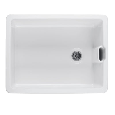 TURNER HASTINGS BELFAST FARMHOUSE BUTLER SINK WITH INTERNAL OVERFLOW GLOSS WHITE 600MM
