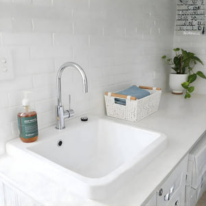 TURNER HASTINGS RAVINE INSET FINE FIRECLAY SINK WITH OVERFLOW GLOSS WHITE 660MM