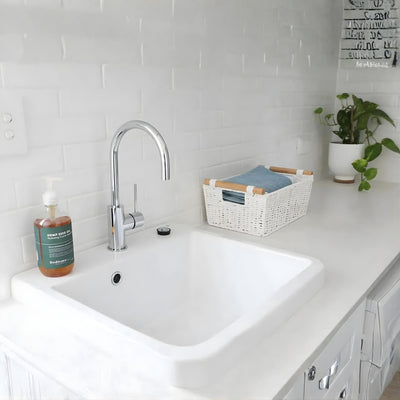 TURNER HASTINGS RAVINE INSET FINE FIRECLAY SINK WITH OVERFLOW GLOSS WHITE 660MM