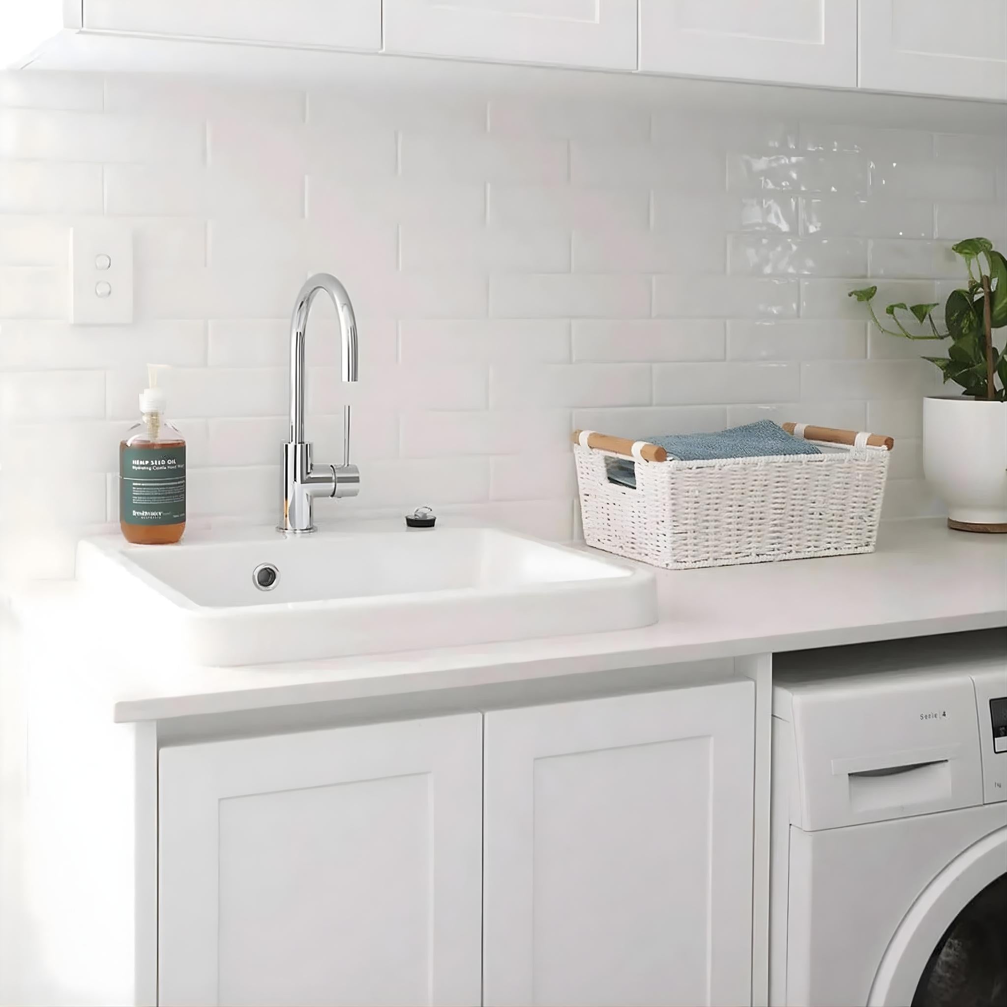 TURNER HASTINGS RAVINE INSET FINE FIRECLAY SINK WITH OVERFLOW GLOSS WHITE 660MM