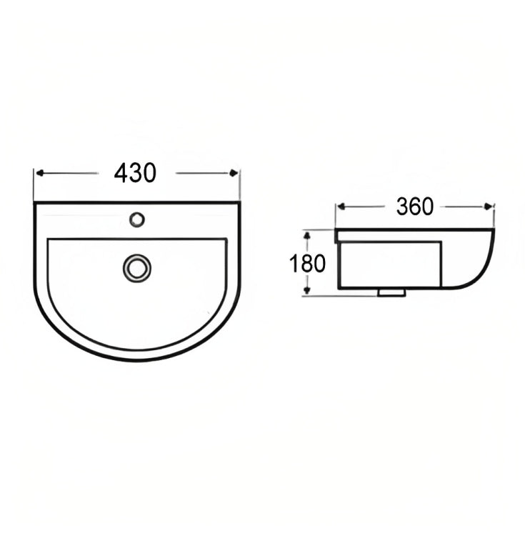 INSPIRE WELLNESS WALL HUNG BASIN GLOSS WHITE 430MM