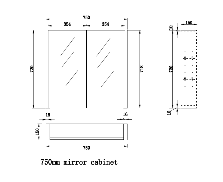 RIVA GENEVA WHITE OAK FLUTED MIRROR CABINET 750X720MM