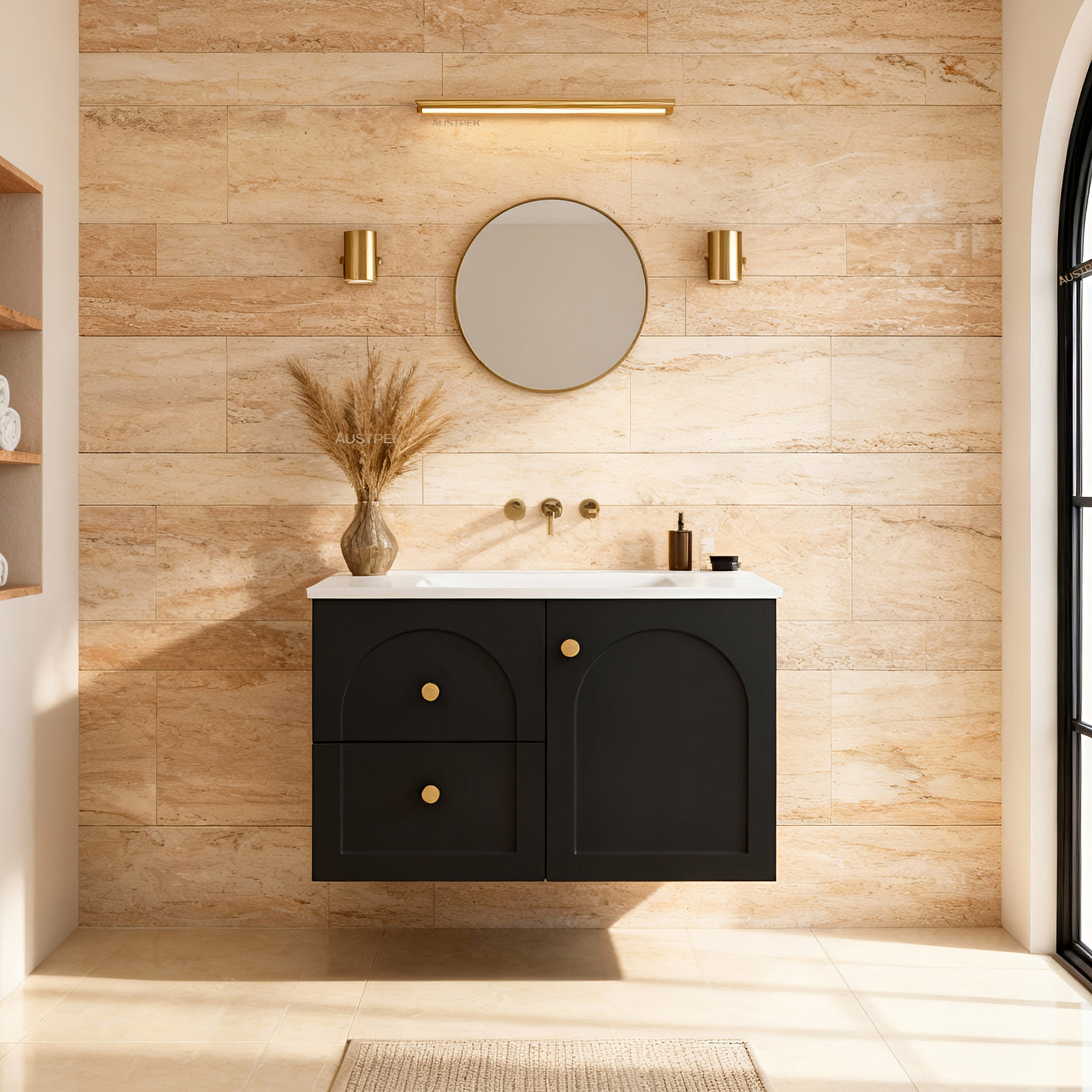 LUKKA CHESTER FEDERATION MATTE BLACK 750MM SINGLE BOWL WALL HUNG VANITY (AVAILABLE IN LEFT HAND DRAWER AND RIGHT HAND DRAWER)