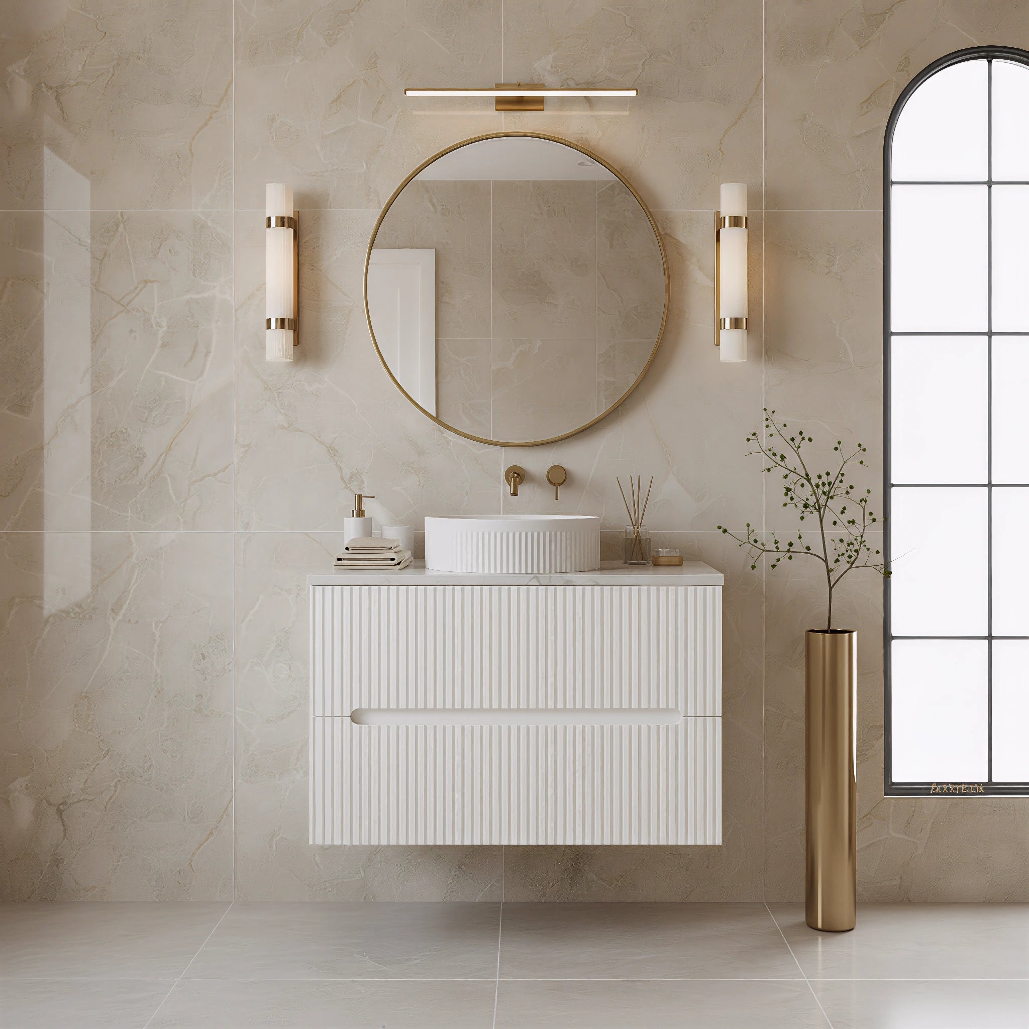 LUKKA CABARITA MATTE WHITE 750MM SINGLE BOWL WALL HUNG VANITY