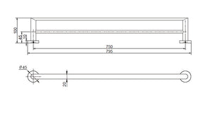 MODERN NATIONAL EVA DOUBLE TOWEL RAIL CHROME (AVAILAABLE IN 600MM, 750MM AND 900MM)