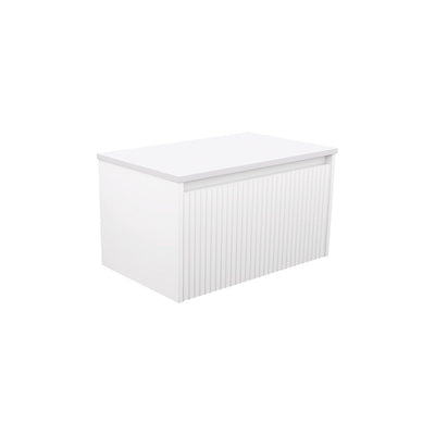FIENZA ALINA SATIN WHITE FLUTED 750MM SINGLE BOWL WALL HUNG VANITY
