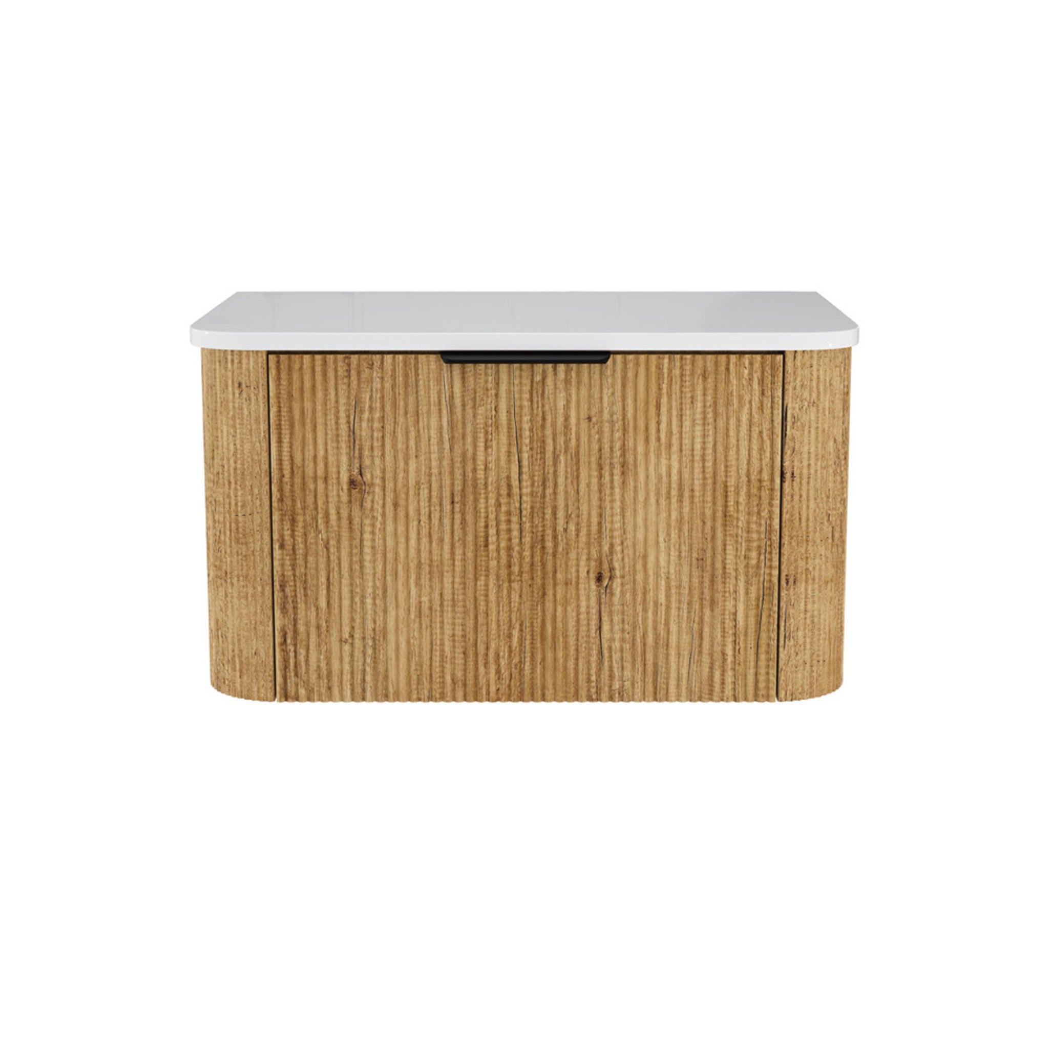 FIENZA MINKA SCANDI OAK FLUTED 750MM CURVE SINGLE BOWL WALL HUNG VANITY