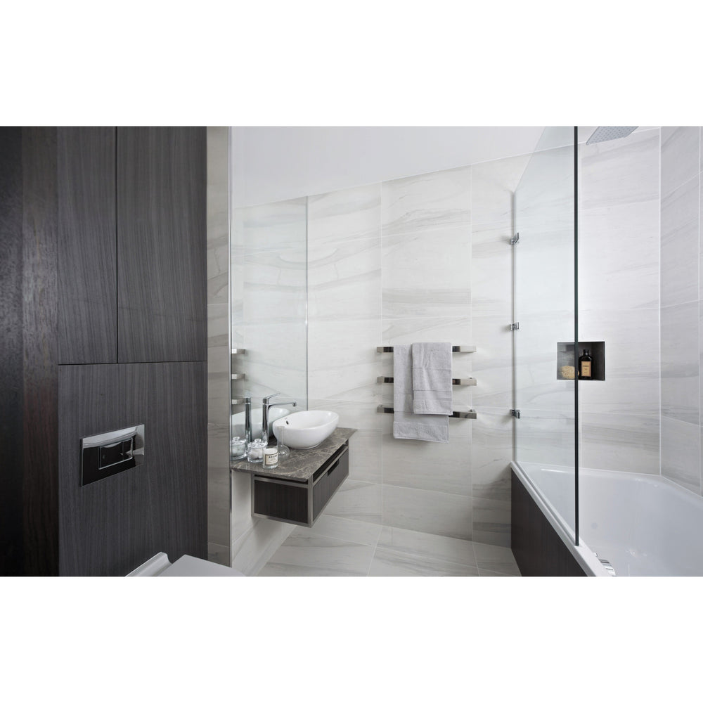 THERMOGROUP SQUARE SINGLE BAR HEATED TOWEL RAIL 632MM POLISHED STAINLESS STEEL