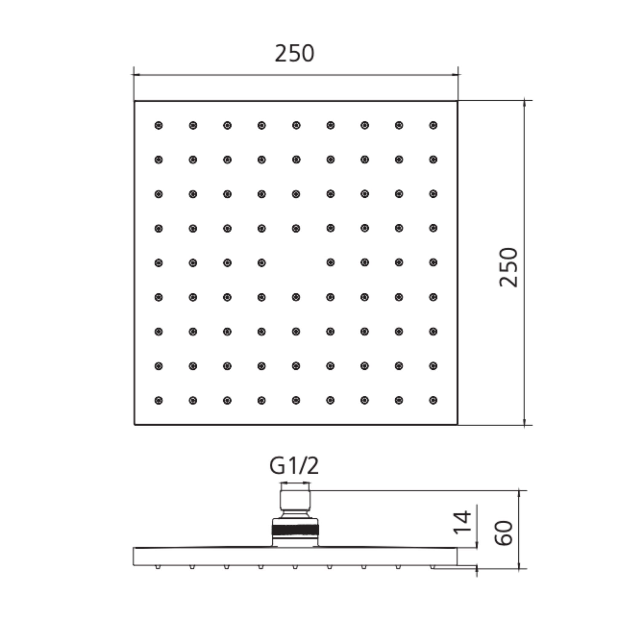 OLIVERI MONACO SHOWER ROSE 250MM CHROME