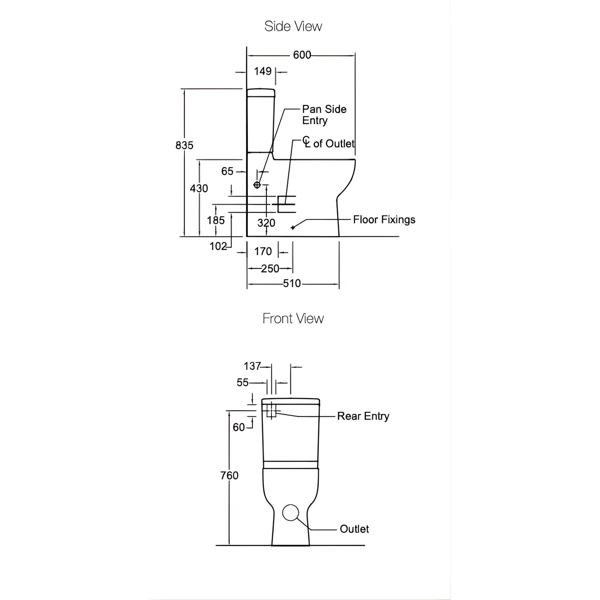 KOHLER REACH BACK TO WALL TOILET SUITE GLOSS WHITE
