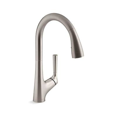 KOHLER MALLECO TOUCHLESS PULL-DOWN KITCHEN MIXER 388MM VIBRANT BRUSHED STEEL