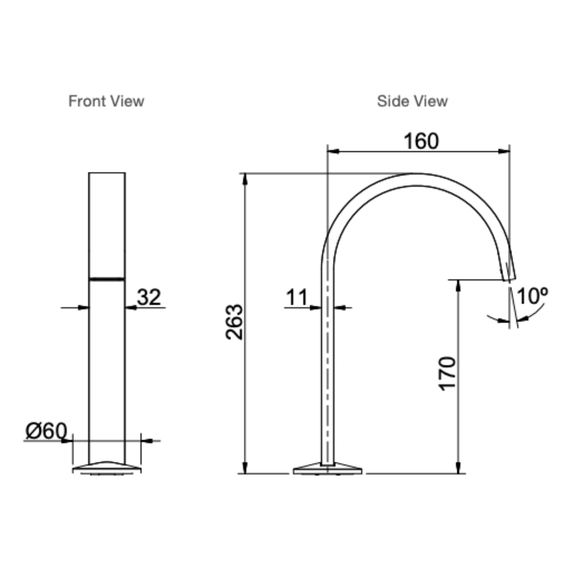KOHLER COMPONENTS BASIN SPOUT MOUNT RIBBON CHROME 160MM