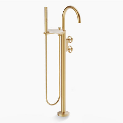 KOHLER COMPONENTS FREESTANDING BATH MIXER WITH HAND SHOWER BRUSHED BRASS
