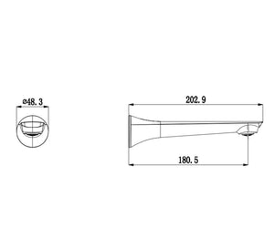 AQUAPERLA AU SERIES BATH / BASIN WALL SPOUT 203MM BLACK