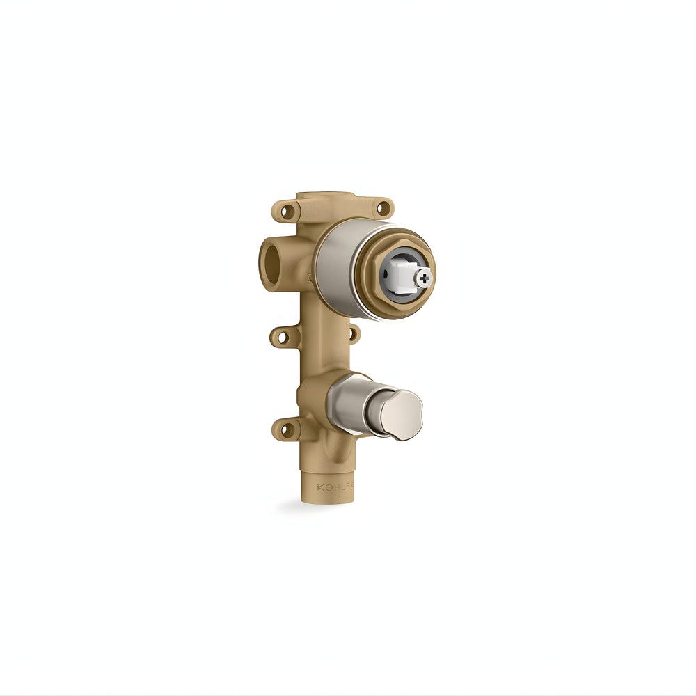 KOHLER COMPONENTS SHOWER / BATH WALL DIVERTER MIXER WITH INDUSTRIAL HANDLE & VALVE COMPLETE KIT BRUSHED NICKEL