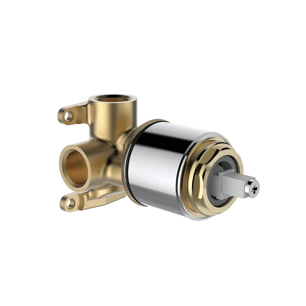 KOHLER COMPONENTS SHOWER / BATH WALL MIXER WITH INDUSTRIAL HANDLE & VALVE COMPLETE KIT BRUSHED BRASS